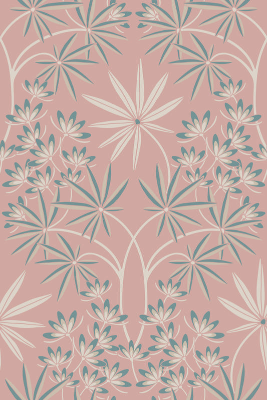 Glamour Blumenmaske Cottage Creme Dusky Pink Wallpaper⁠