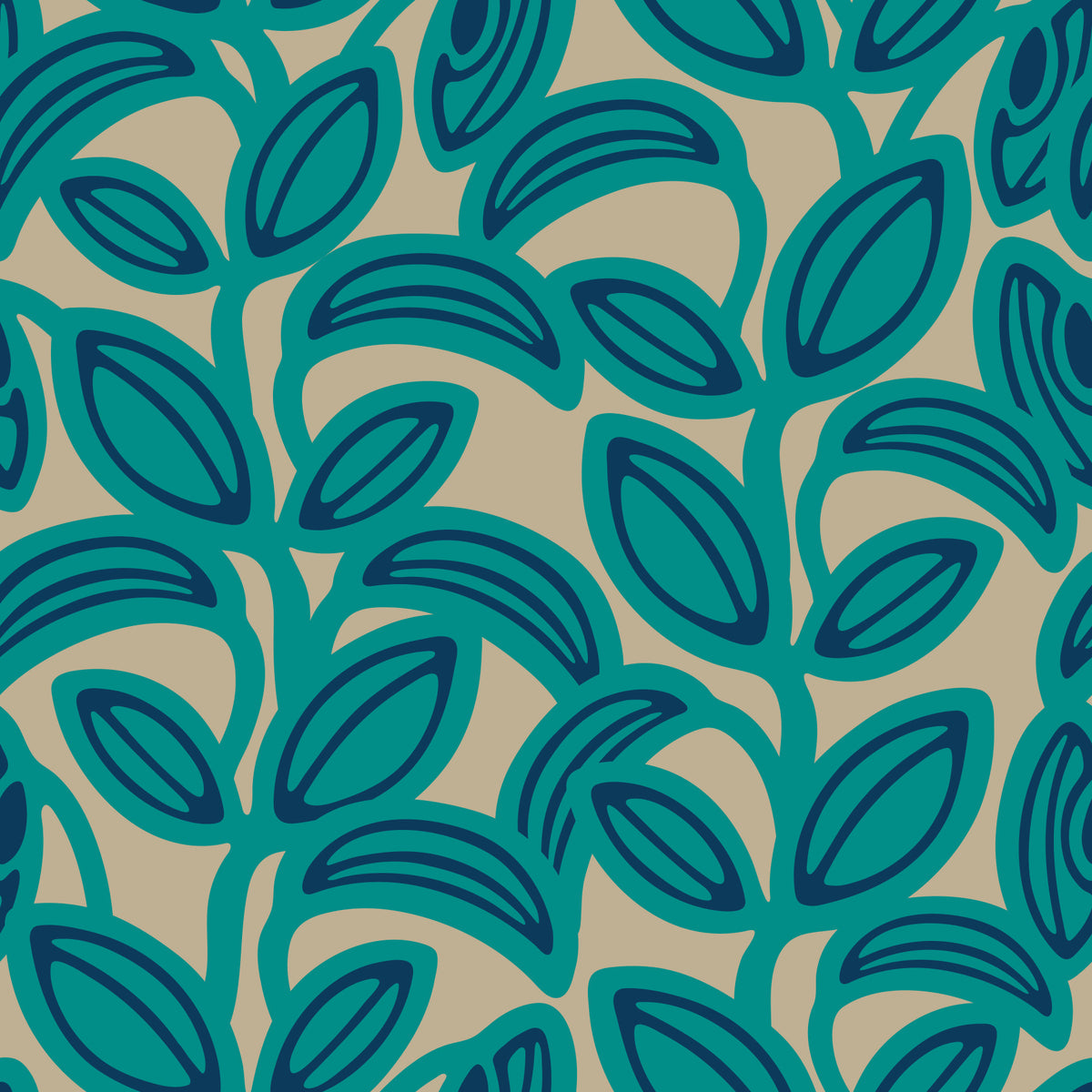 Blattlachen Liebe Groovy Retro Mid Century Blätter türkis in your room