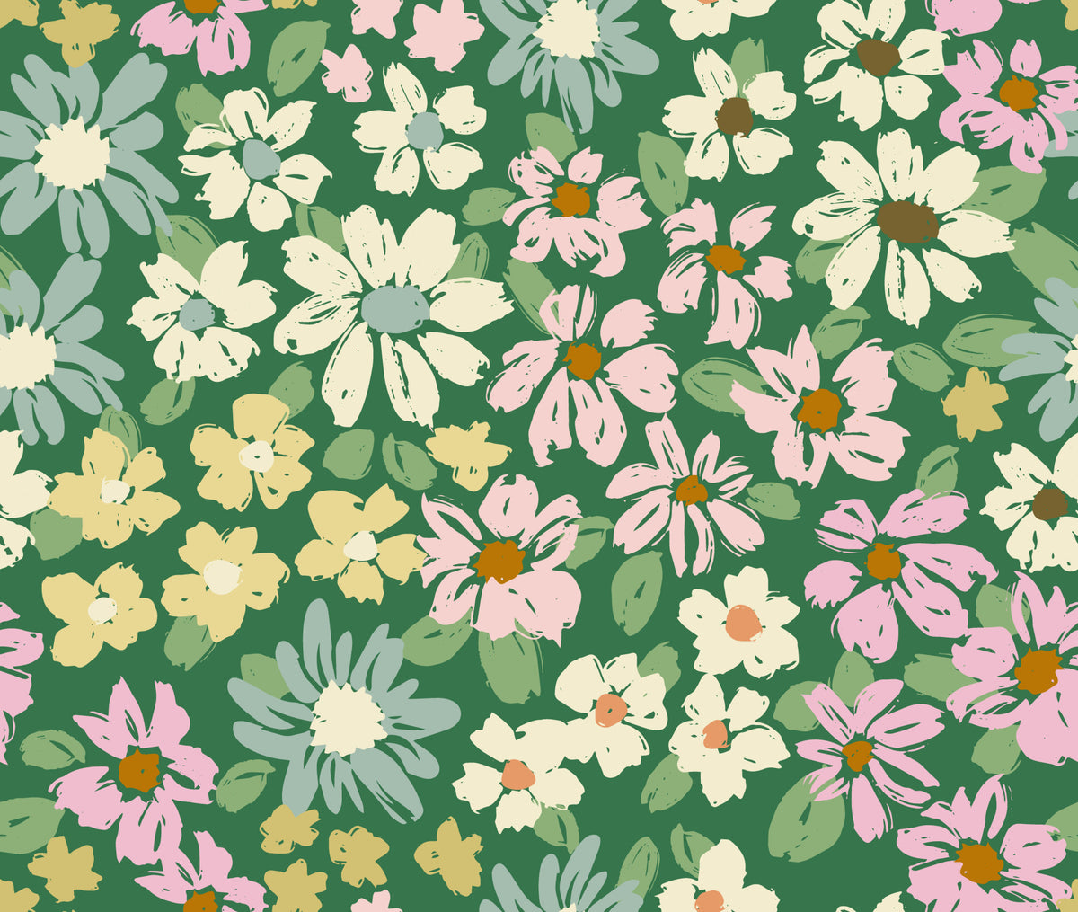 Måleri Spring Cottage Chic Florals Wallpaper⁠