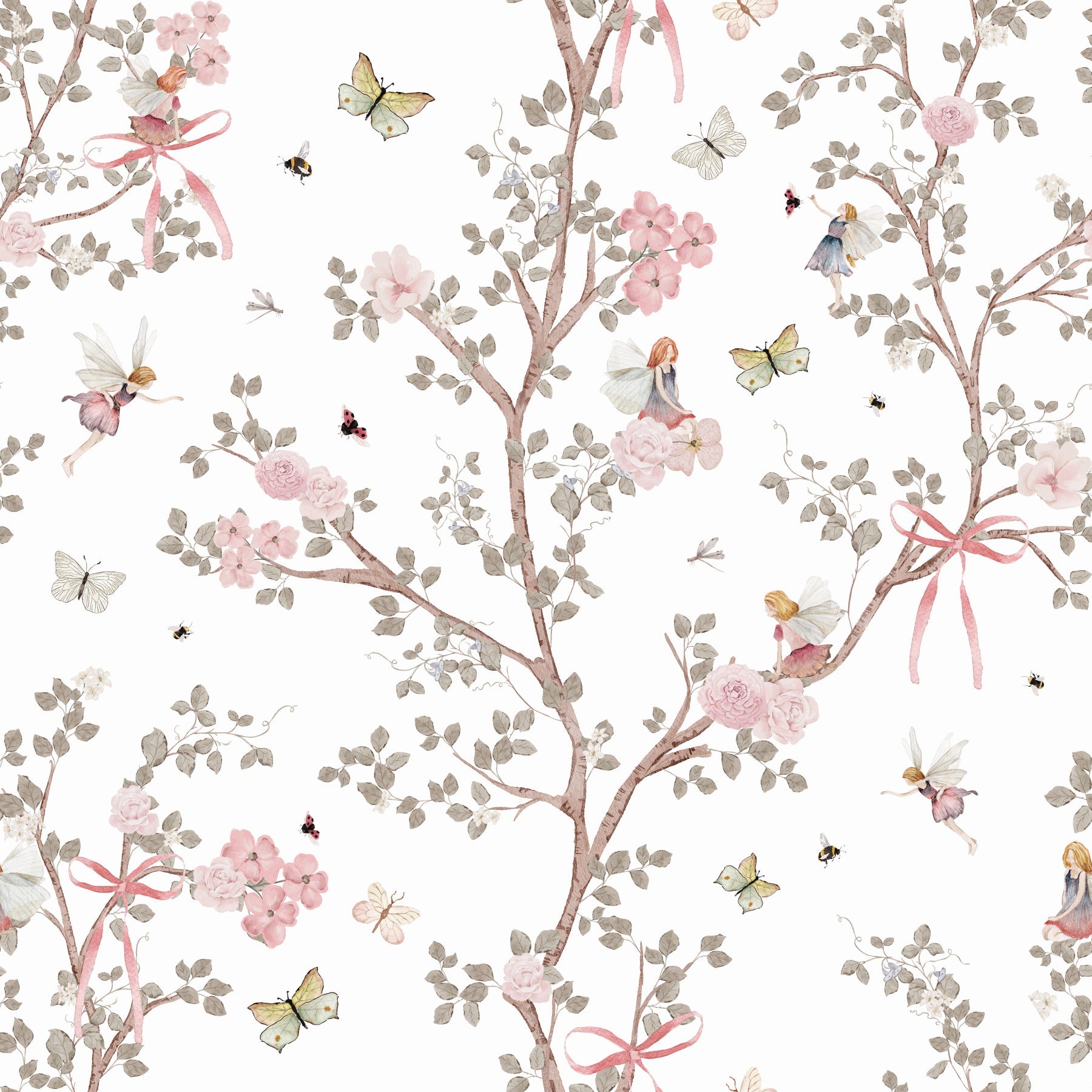 Enchanted Fairies Chinoiserie Garden Wallpaper⁠
