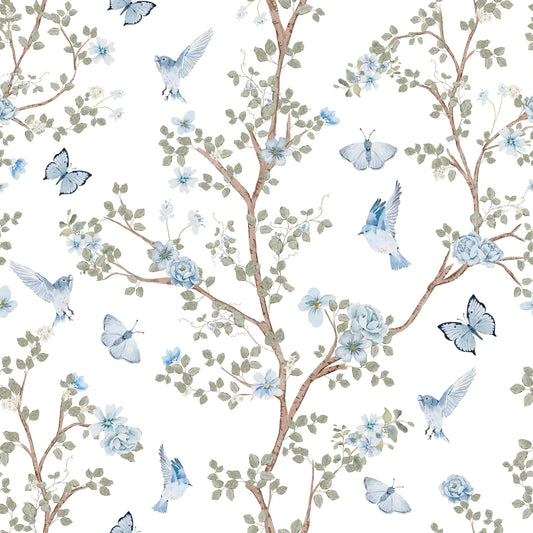 Wallpaper Serenade Bluebird Chinoiserie Garden⁠