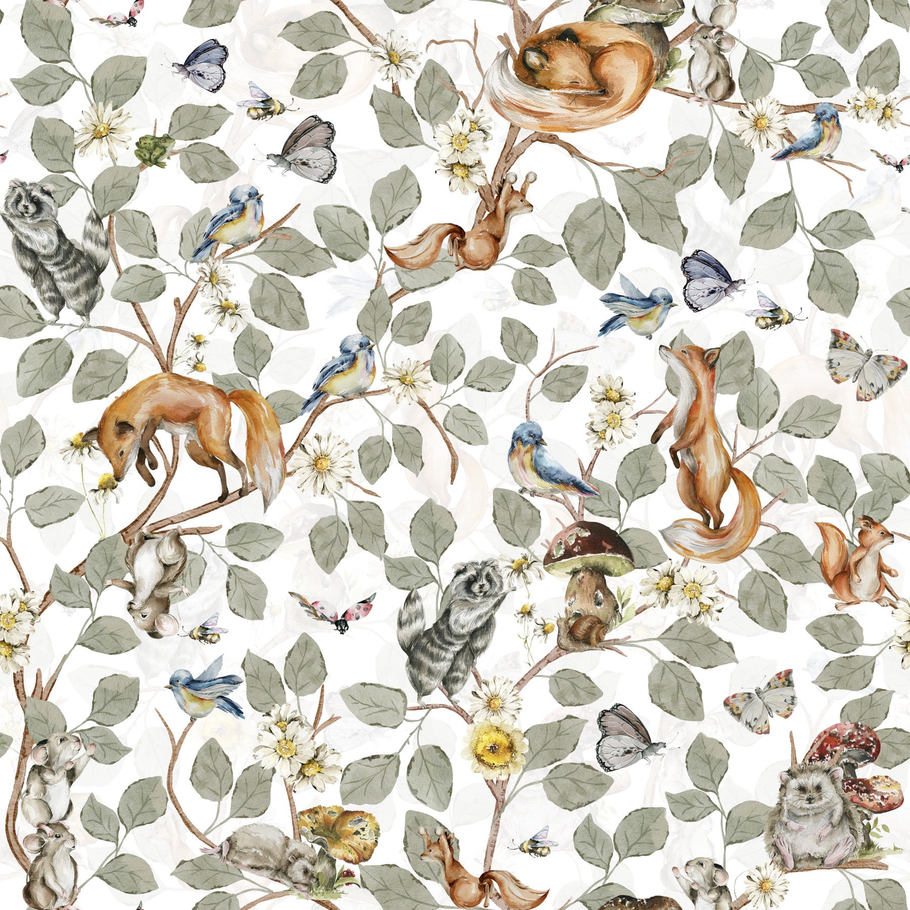Forest Friends' Chinoiserie Foliage Wallpaper‚Å†
