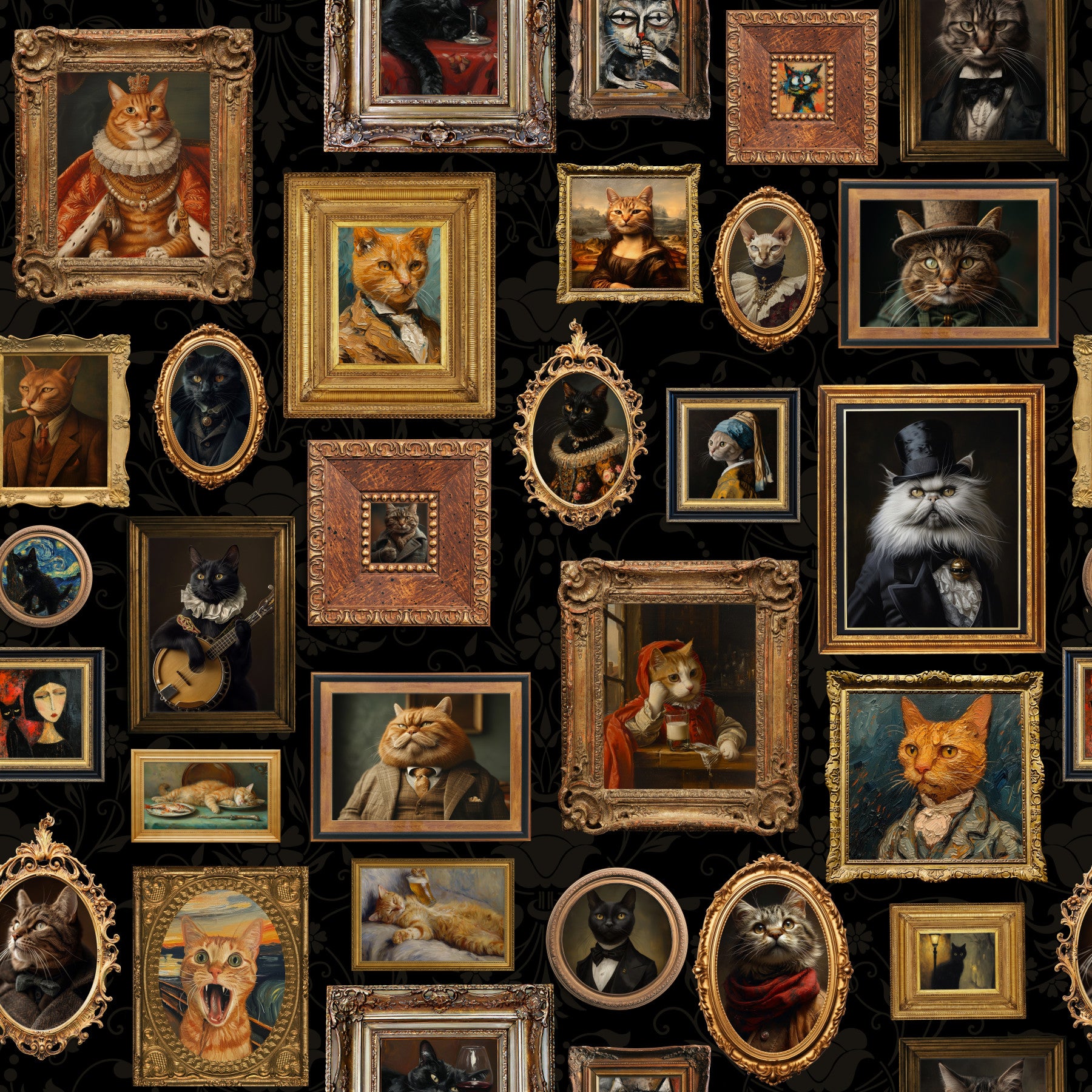 Purr-traits Feline Art Gallery Wallpaper⁠ in your room — zoomed