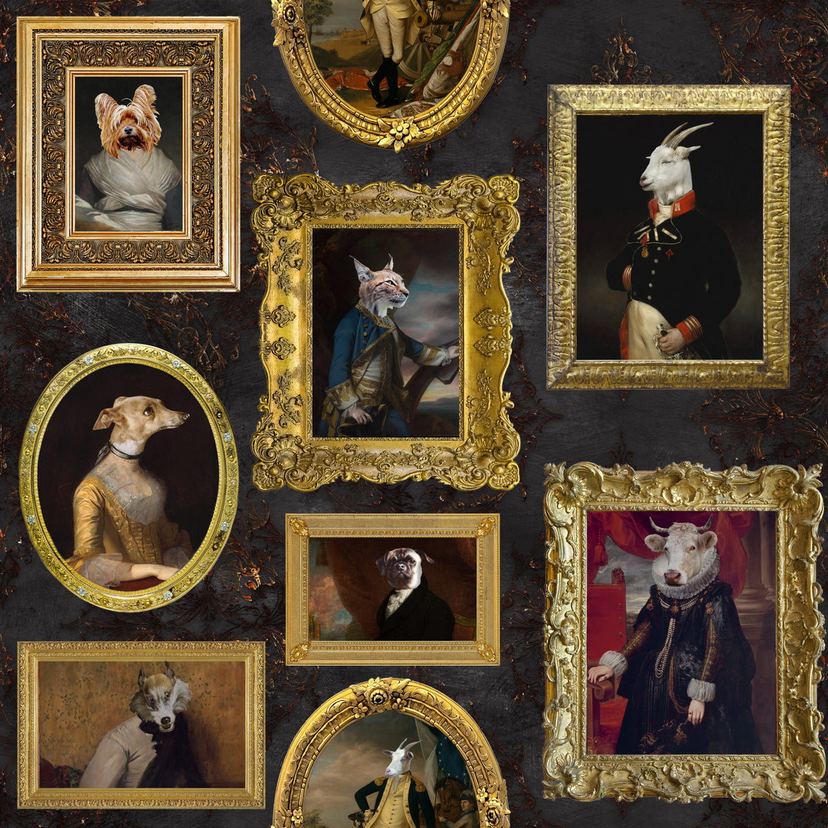 Papier peint à aristocratie animale doré⁠ in your room — zoomed