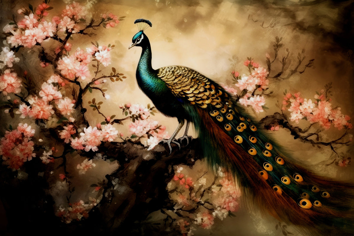 Peacock's Bloom Wall Mural in your room