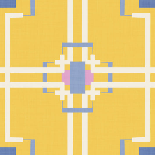 Geometrische Symmetrie in Sonnenscheingelber Tapete⁠