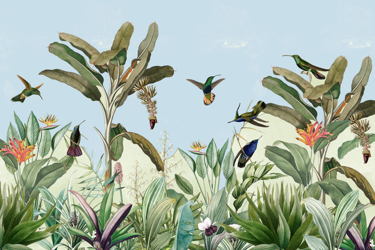 Exotic Flora & Fauna Wall Mural in your room — zoomed