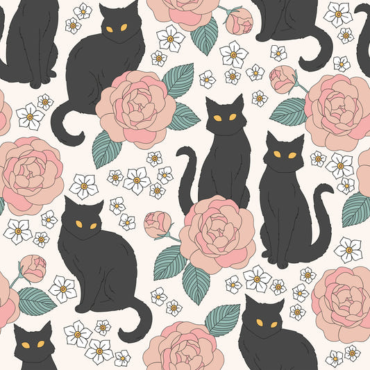 Schwarze Katzen & Blüten Wallpaper⁠