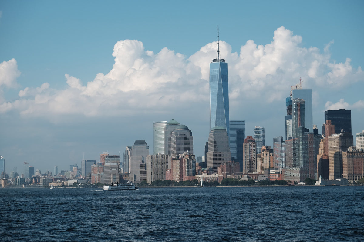 Urban Calm NYC Water View Wall Mural in your room — zoomed
