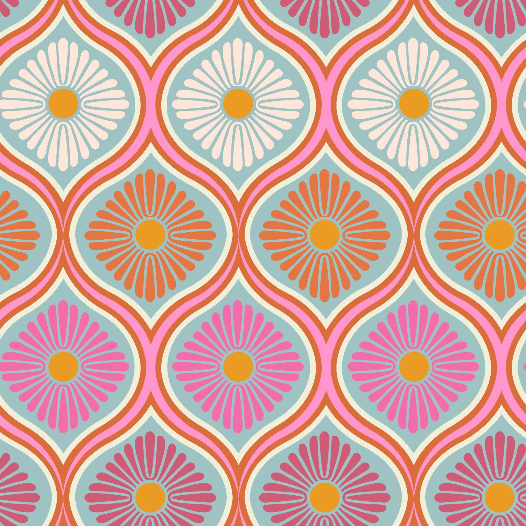 Groovy 70s Retro Mod Flower Power Taustakuva⁠