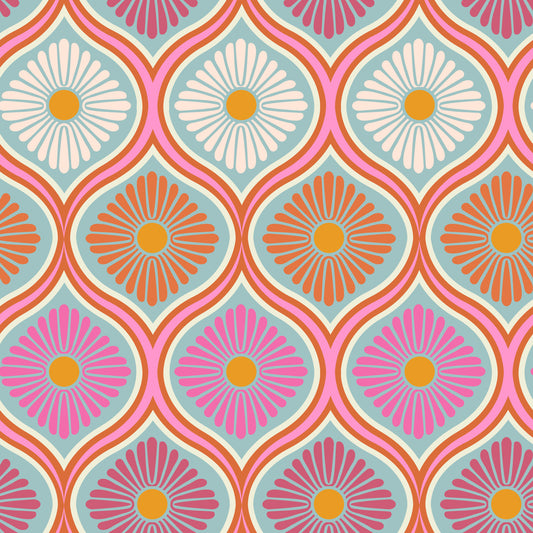 Groovy 70s Retro Mod Flower Power Wallpaper⁠