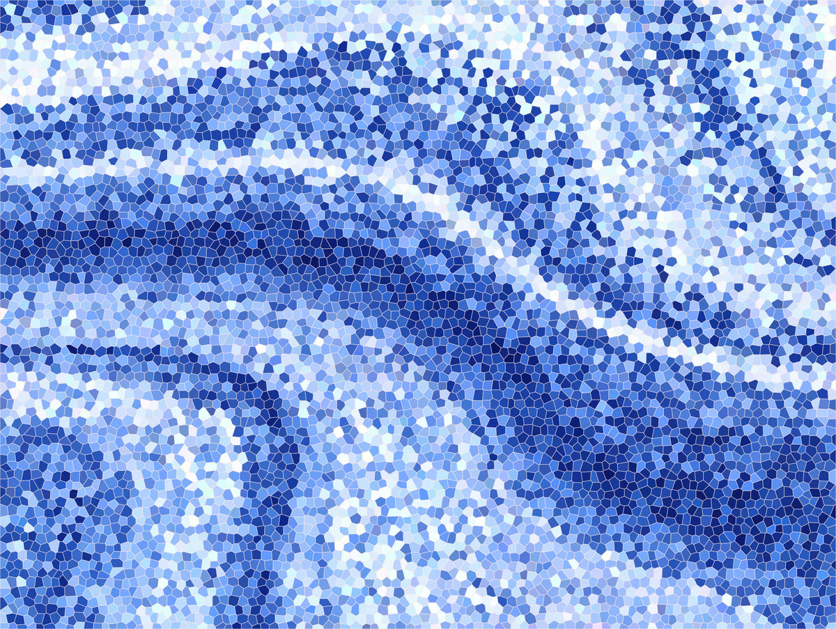 Blå mosaikkbølger veggmaleri in your room — zoomed