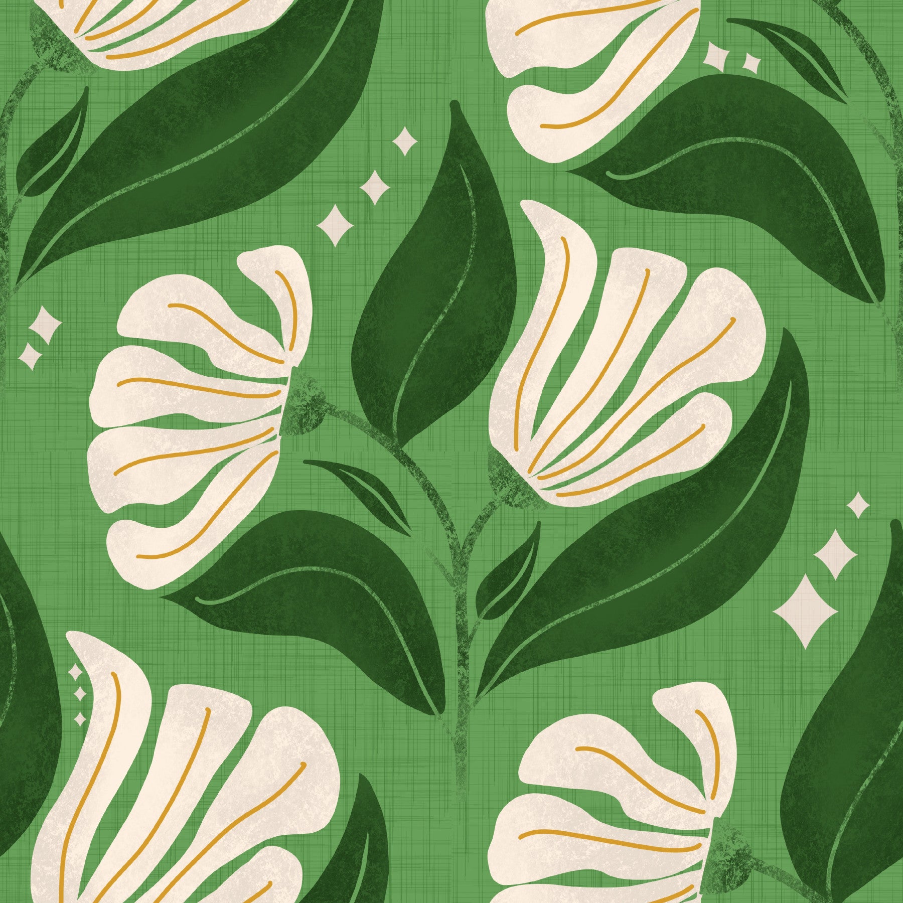Kremowe kwiaty retro 70s na awokado oliwnej zielono - odważne vintage kwiaty tapety⁠ in your room — zoomed