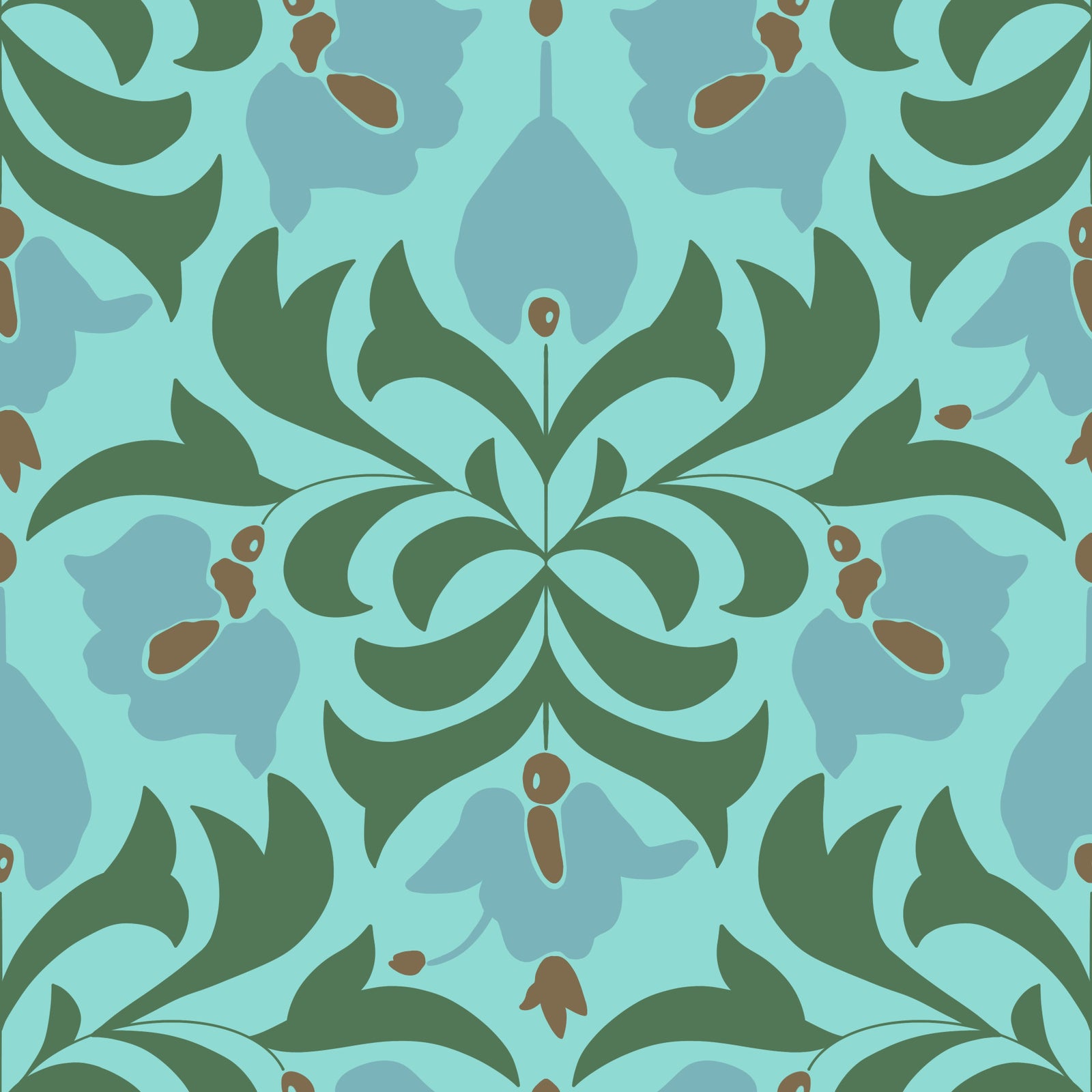 Orbisca - papier peint à symétrie florale aqua⁠