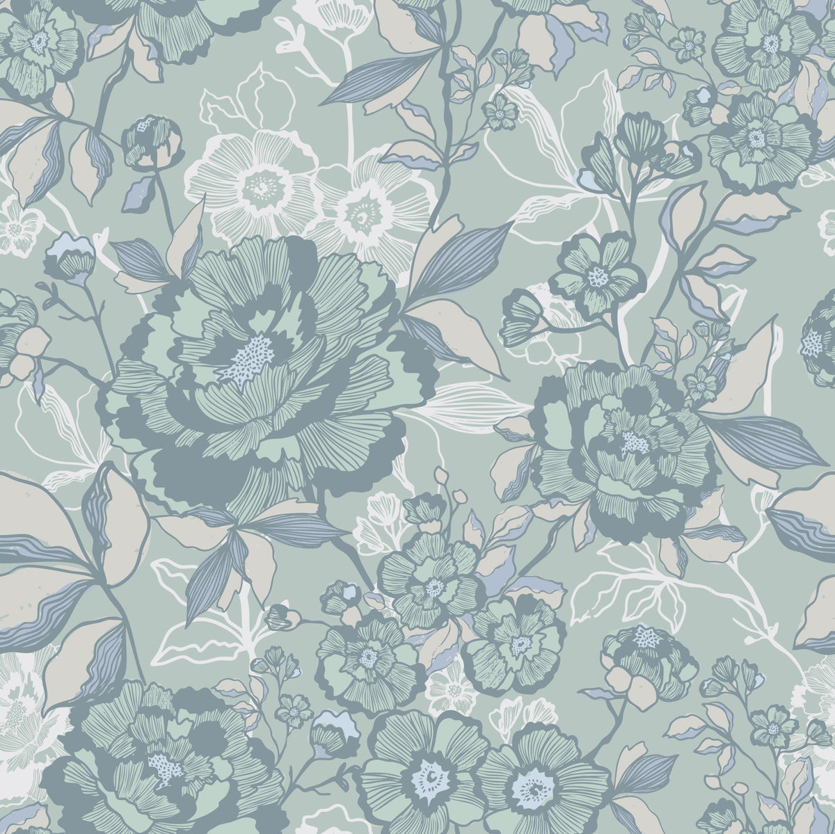 Bloom Linework Wallpaper⁠ in your room — zoomed