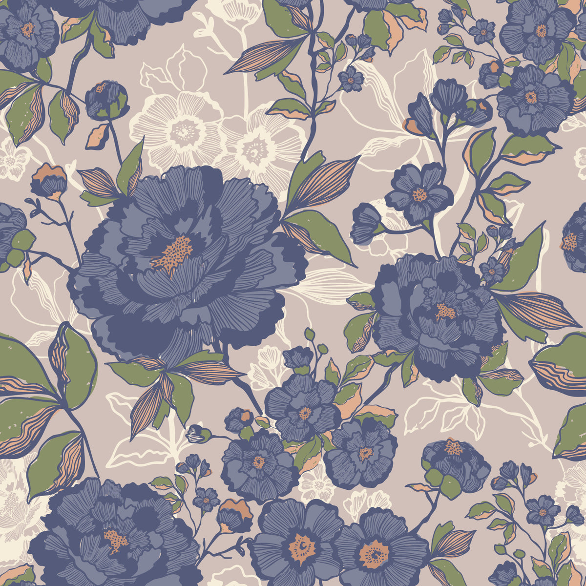 Vintage Bloom Wallpaper⁠s in your room — zoomed