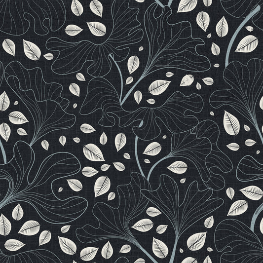 Zeitlose Ginkgo Garden Navy und weiße Tapete⁠