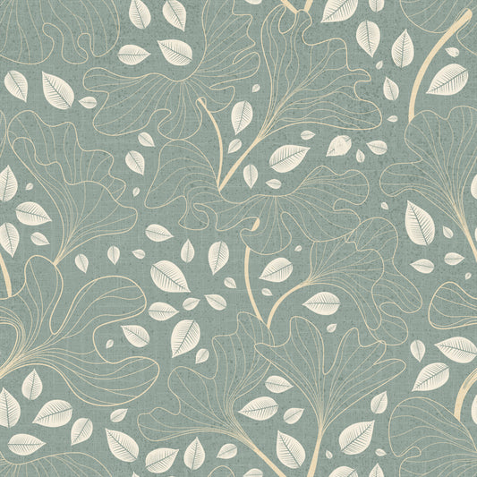 Zeitlose Ginkgo Garden Pearl und Blue Tapete⁠