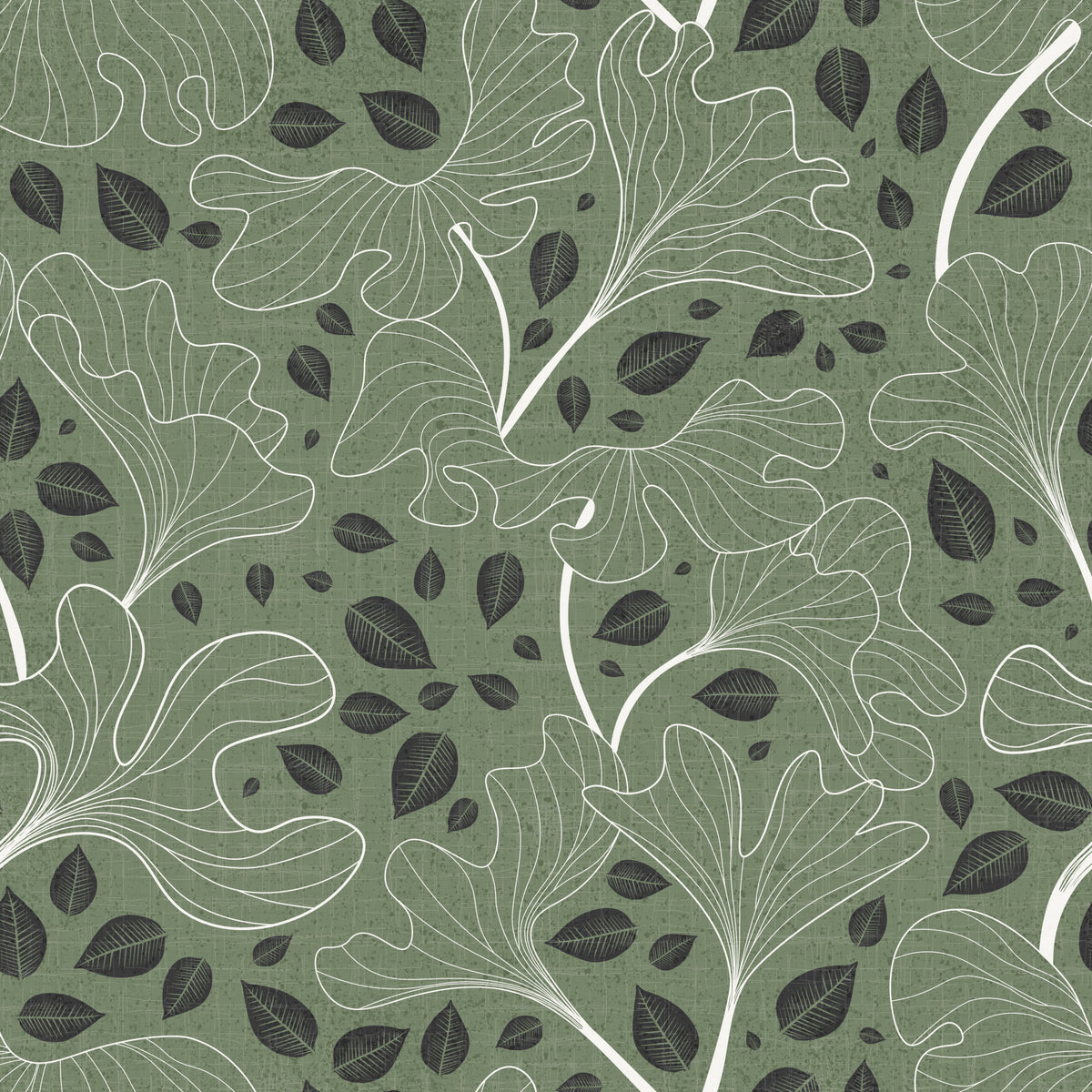 Tidløs Ginkgo Garden Green and White tapet⁠