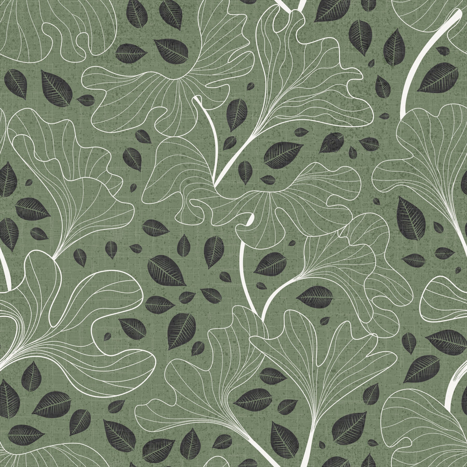 Tidløs Ginkgo Garden Green and White tapet⁠ in your room — zoomed