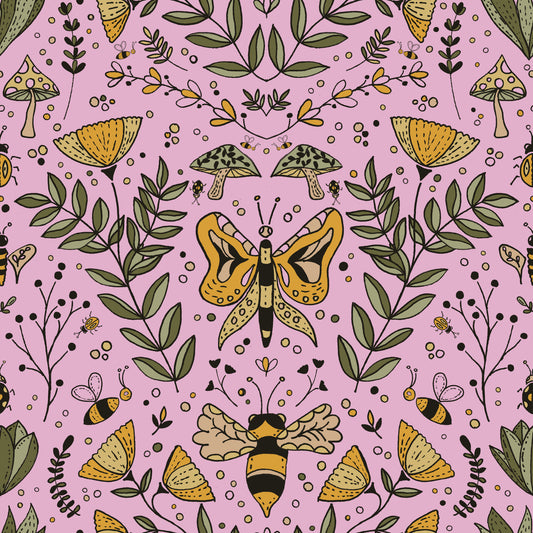 Farfalle api e fiori sfondi rosa⁠