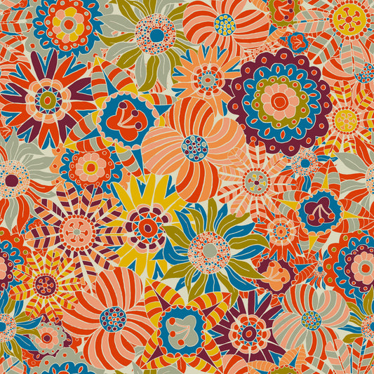 Lebendige Farben Scandi Round Blumen Wallpaper⁠