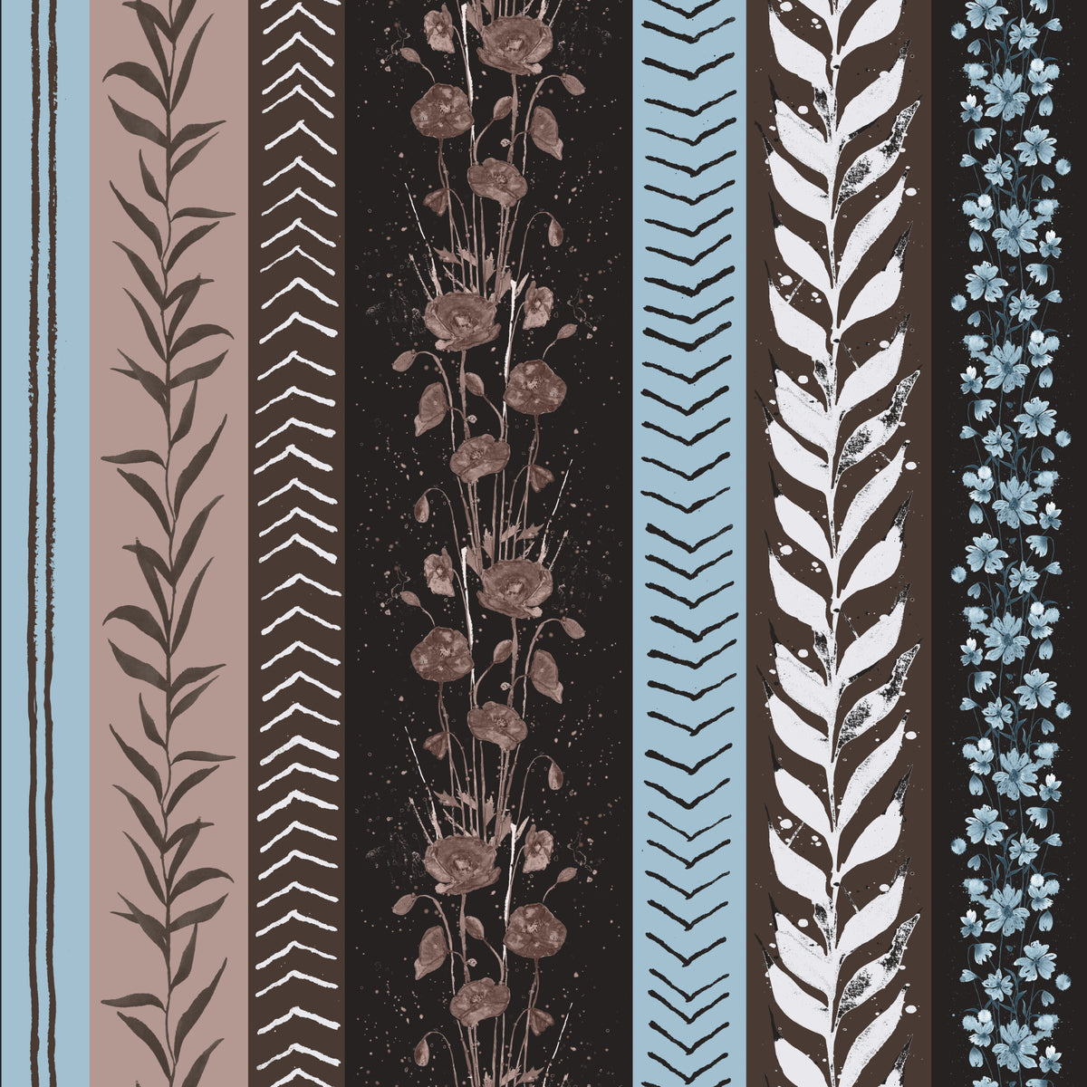 Autumn Stripes MODER COPPER BLUE WALPPOPER⁠ in your room — zoomed