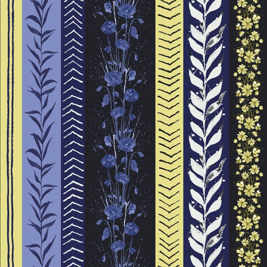 Stripes d'automne papier peint jaune bleu moderne⁠
