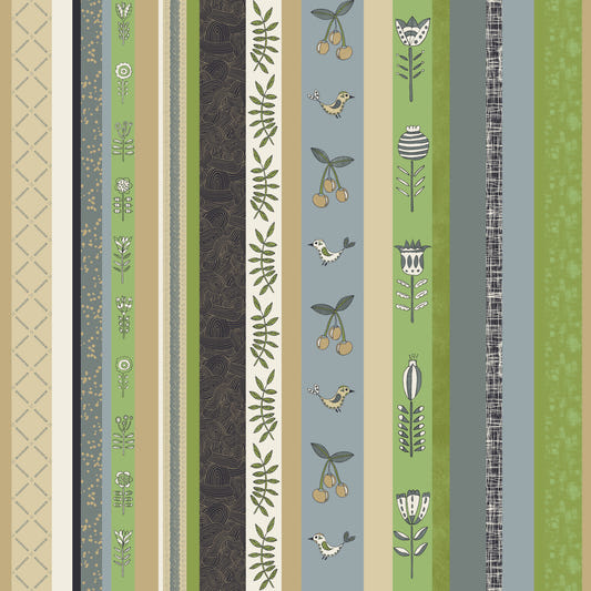 Rayures de jardin fantaisiste papier peint vert⁠