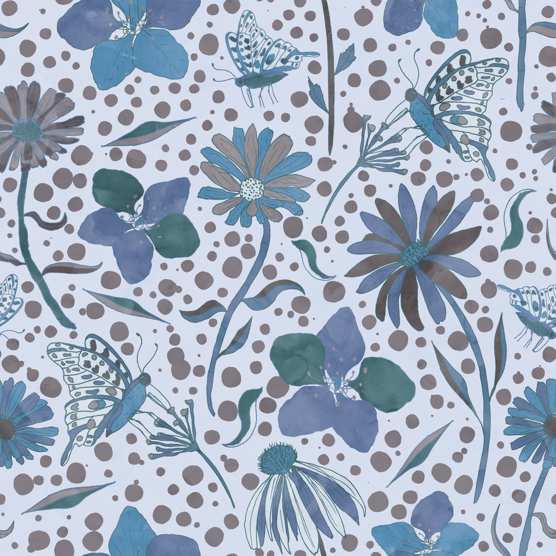 Secret Butterfly Garden Blue tapet⁠