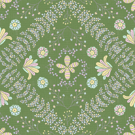 Papier peint vert olive de la tapisserie en floraison⁠