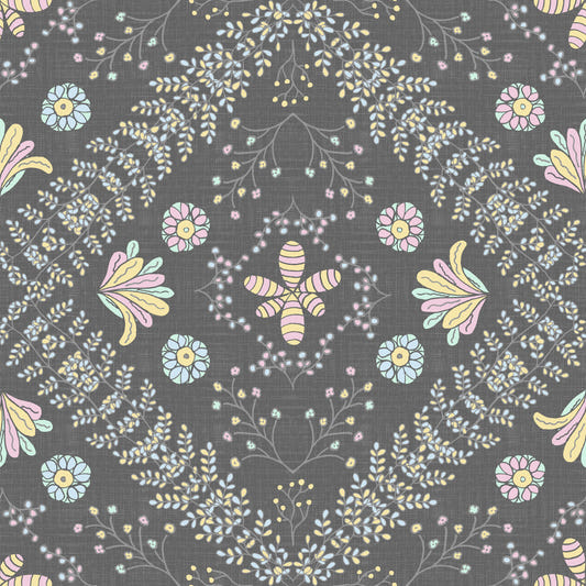 Papier peint gris de la tapisserie fleuris⁠