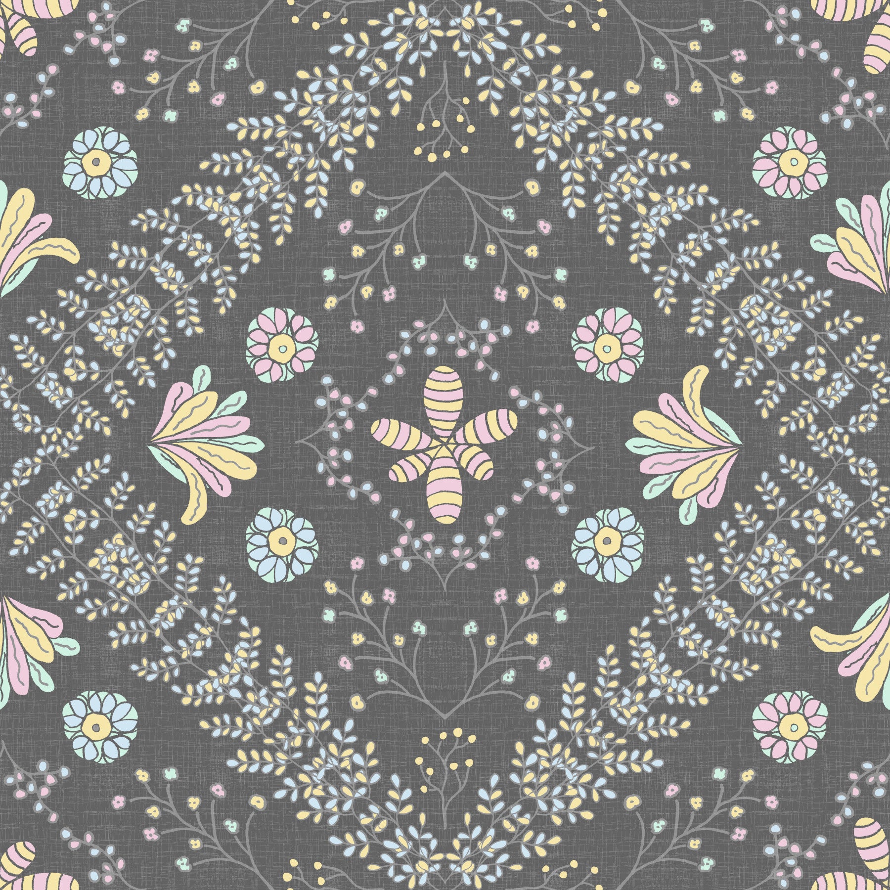 Bloom tapestry grå tapet⁠