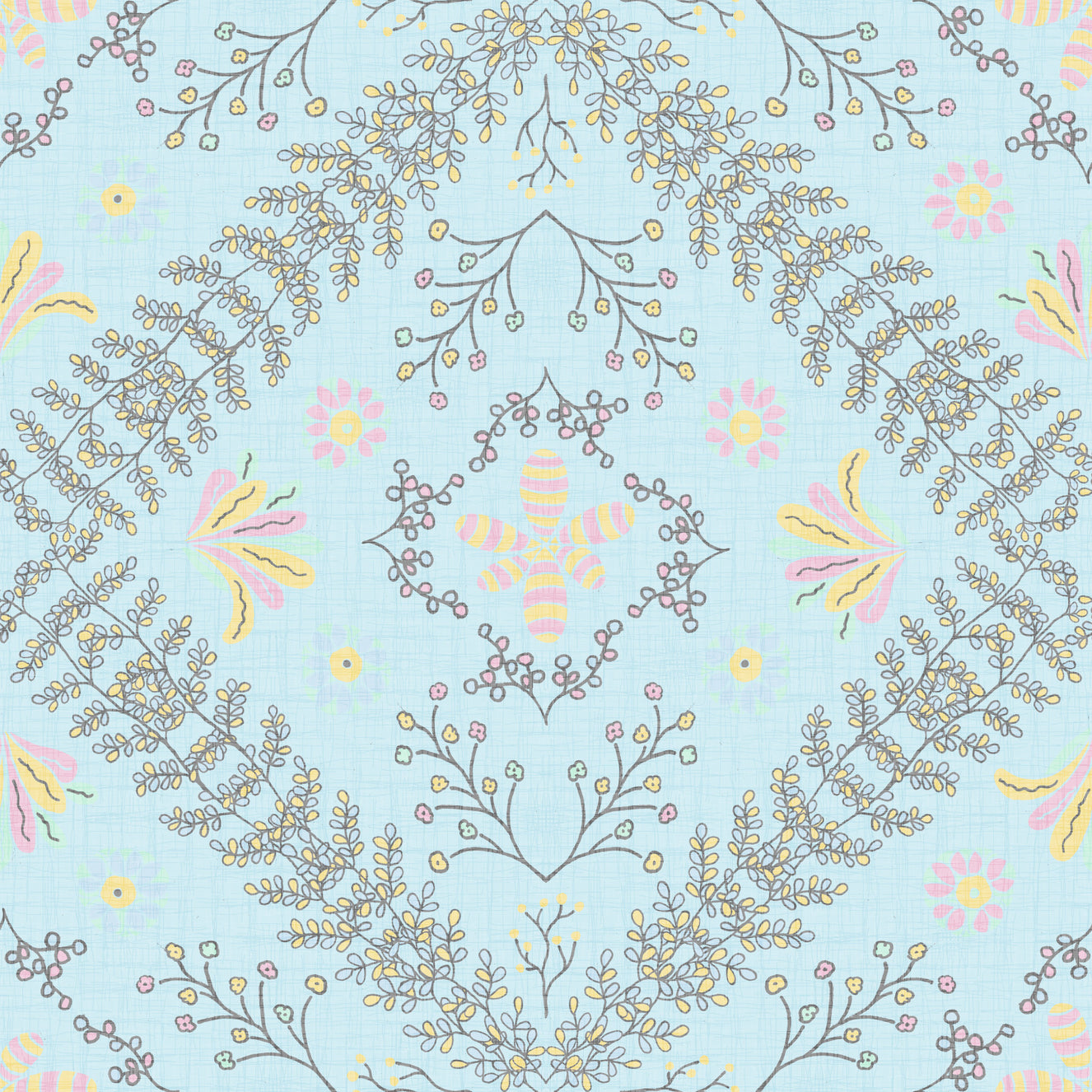 Bloom Tapestry Blue Wallpaper⁠