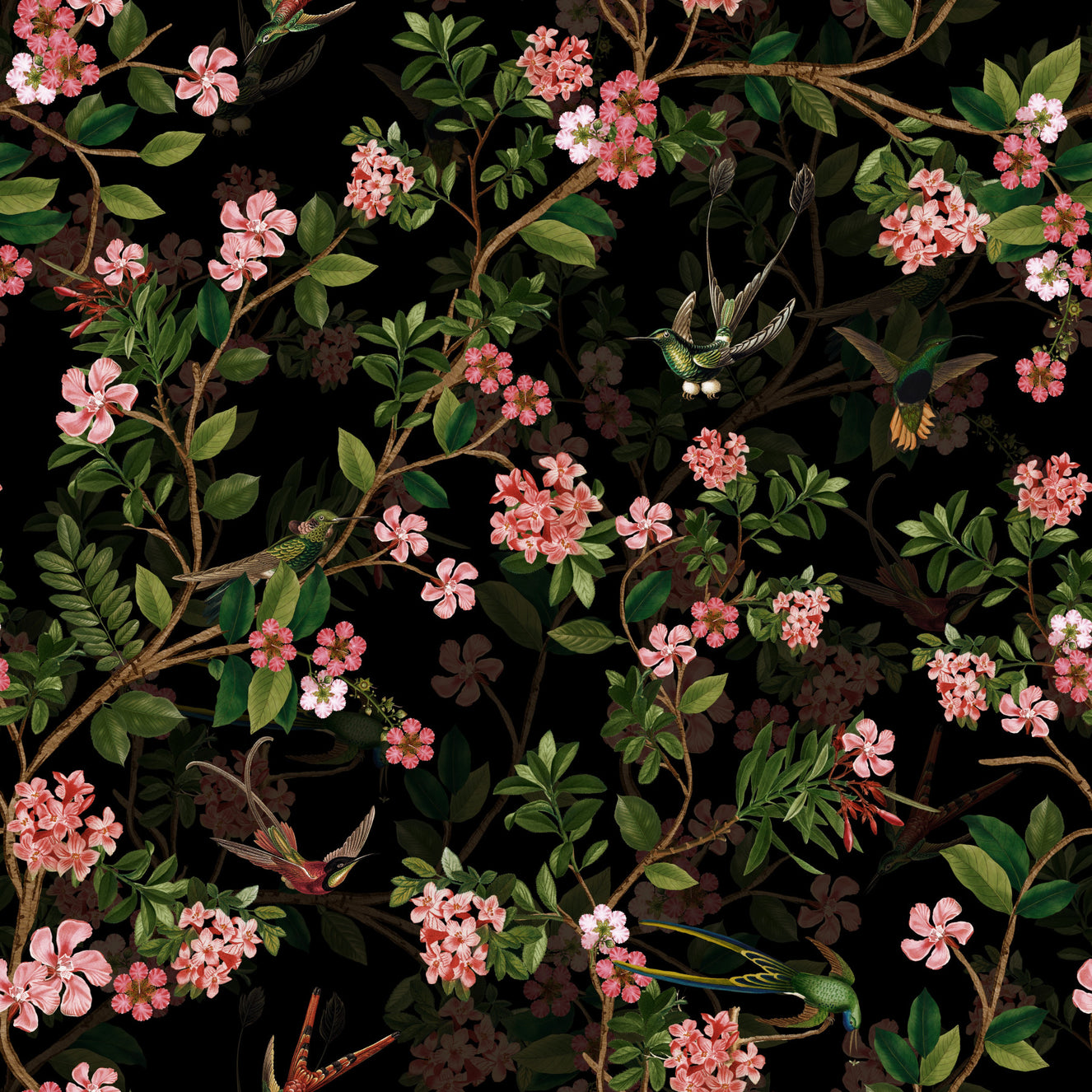 Vintage Midnight Whispers of the Tropics Wallpaper⁠