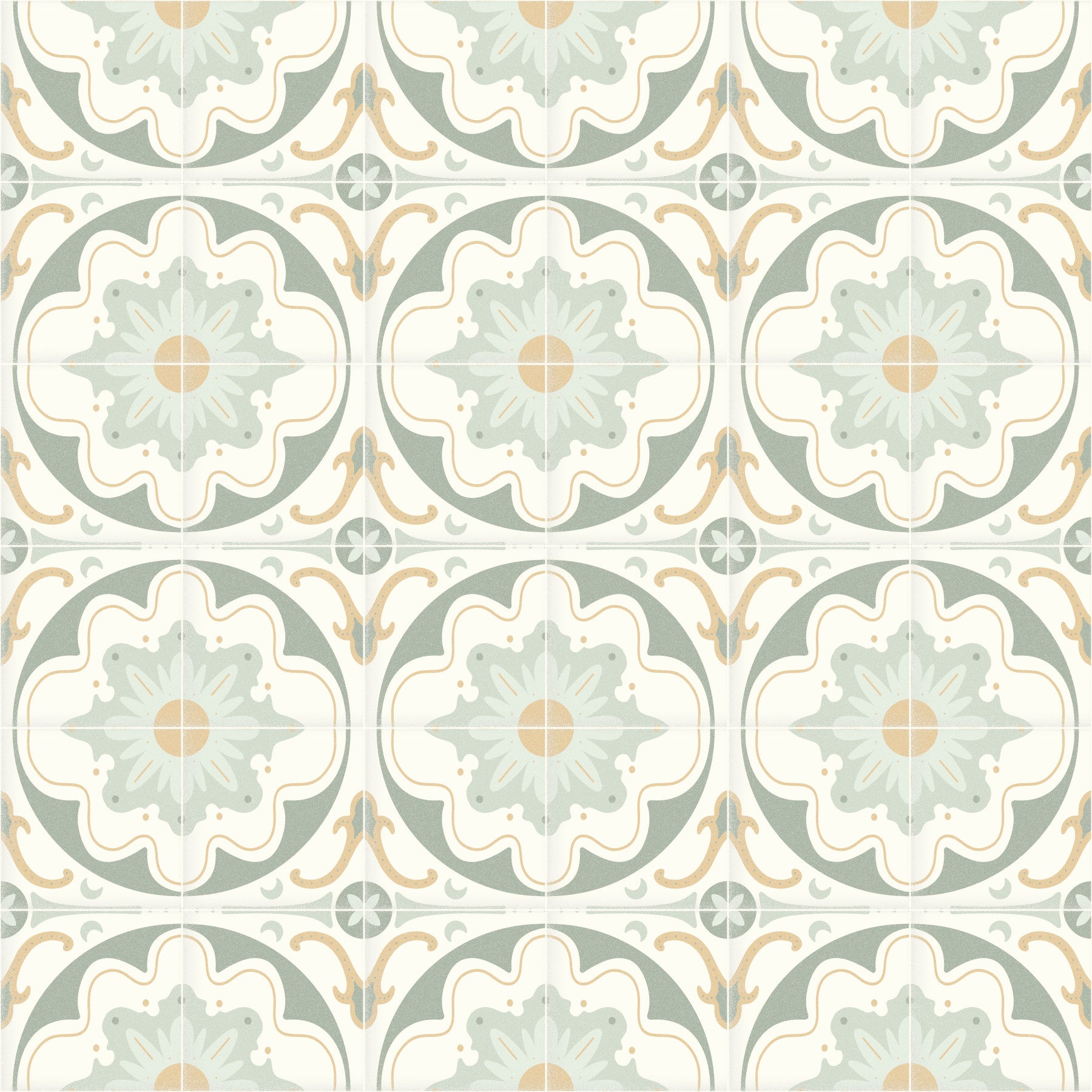 Aged Cement Tile Backsplashes - Sage Wallpaper⁠