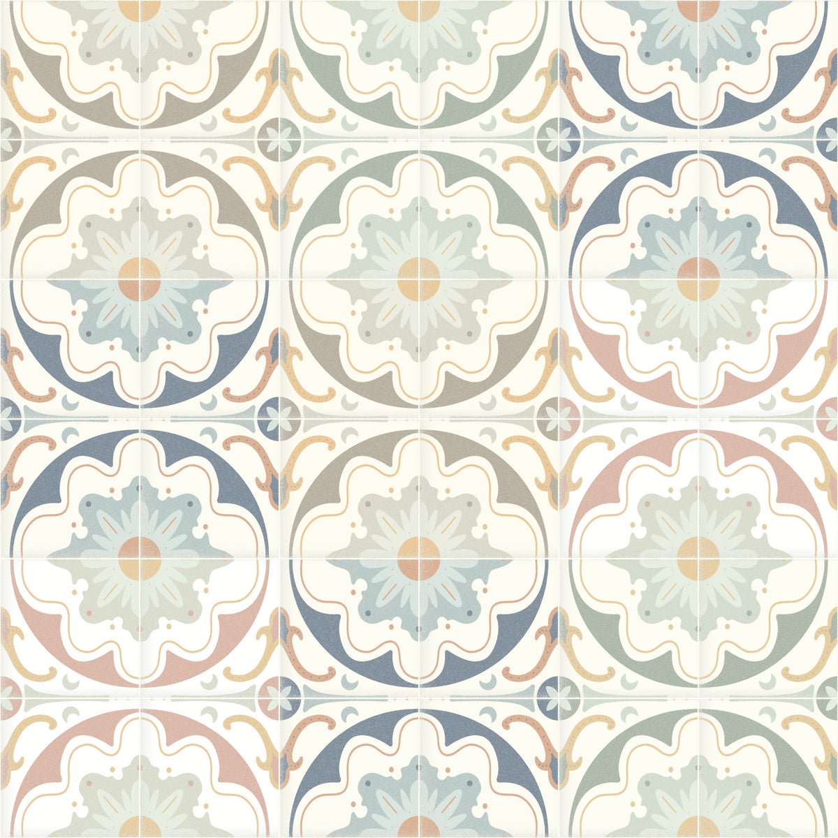 Dosseret de carreaux de ciment âgé fond d'écran couleurs mixtes in your room — zoomed