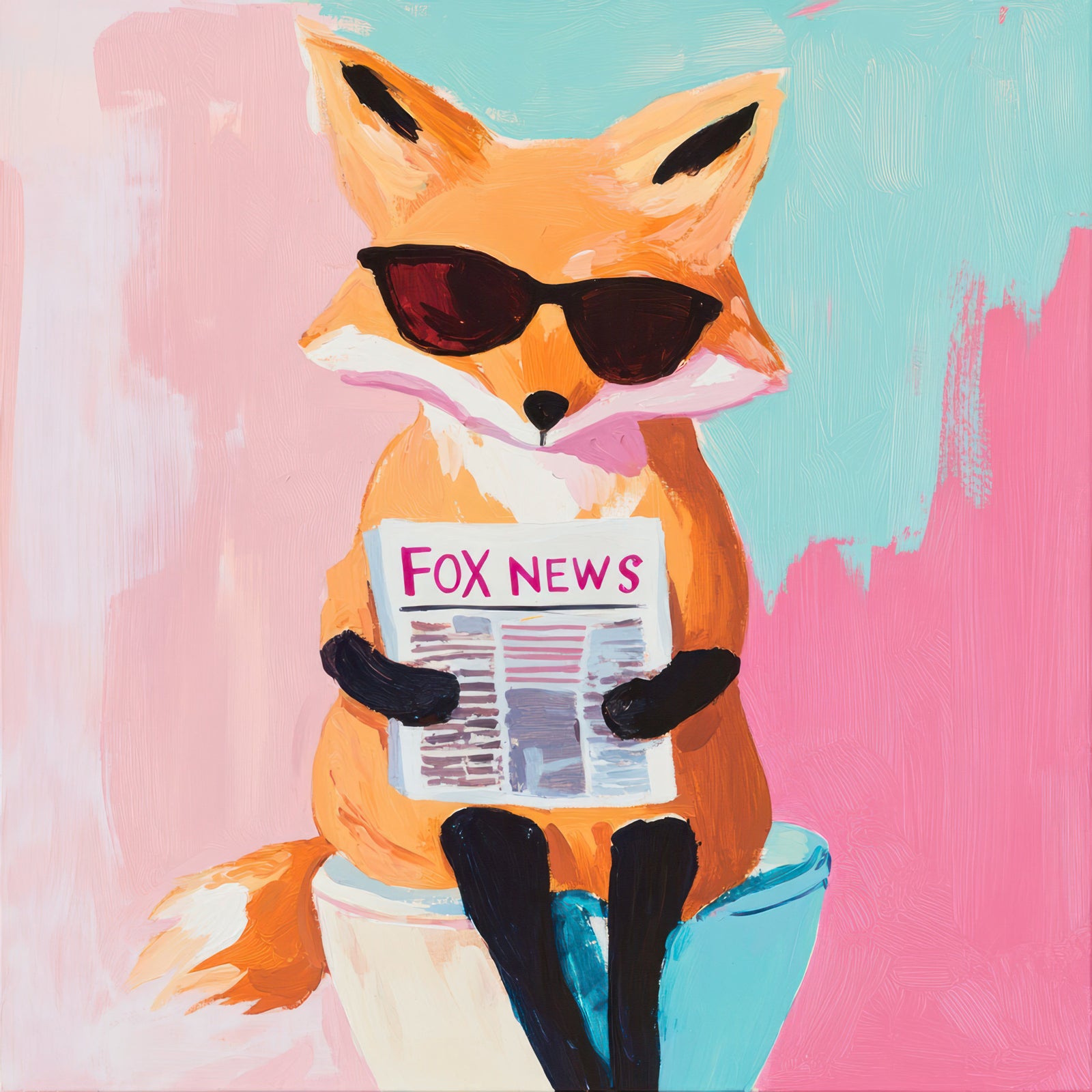 Cool Fox Lire le journal dans des lunettes de soleil murale murale