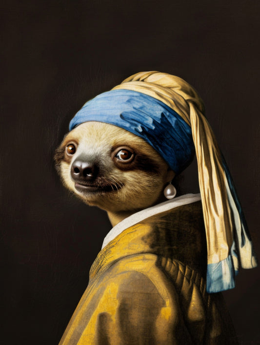 Das Faultier mit dem Perlenohrring - Vermeer Adaptation Wall Mural