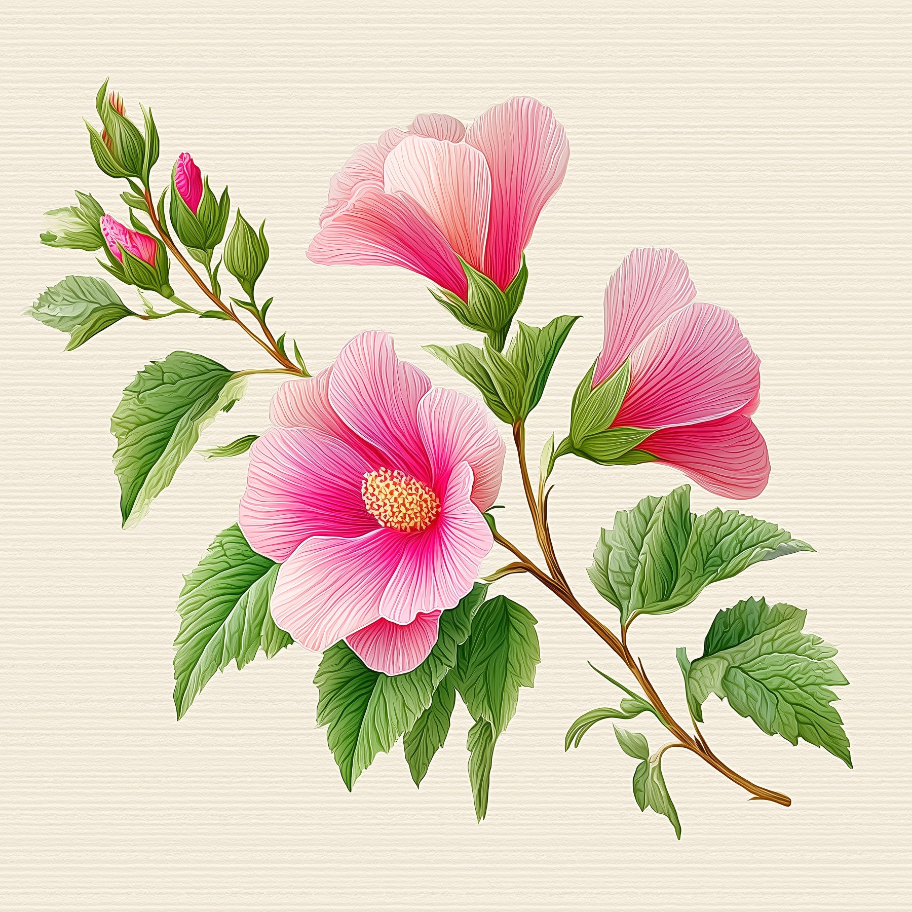 Hibiscus nuancer vægmaleri
