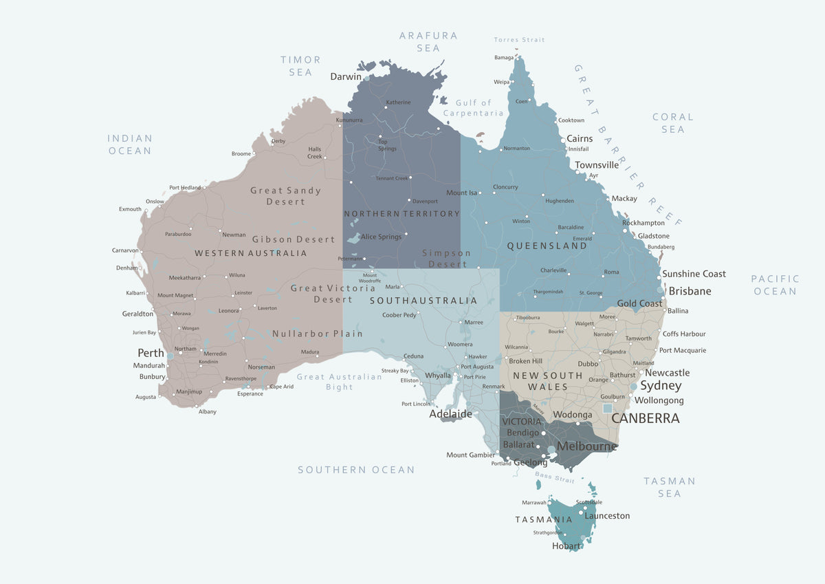 Australia karttakaupungit ja maan seinämaalaus