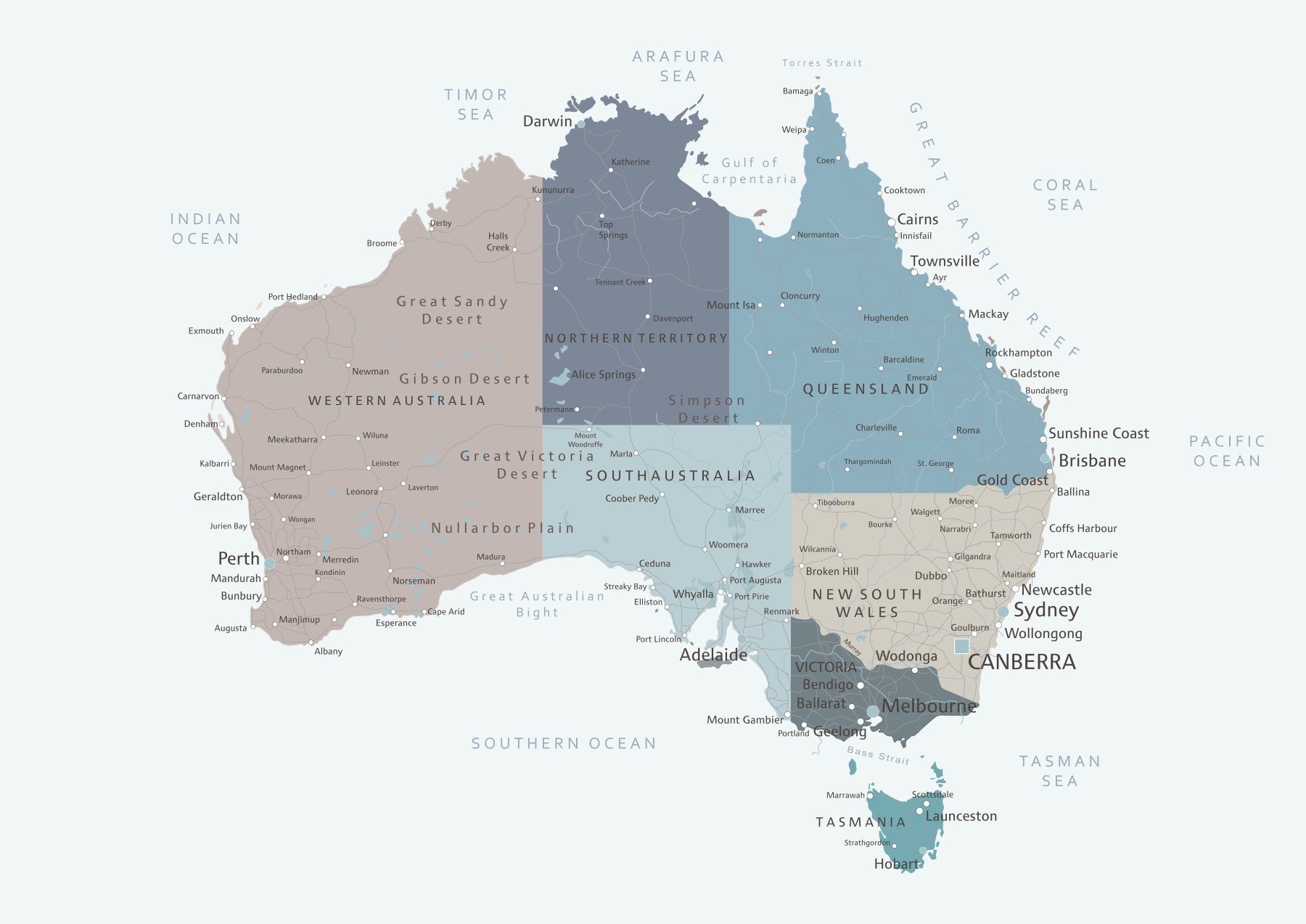 Australia karttakaupungit ja maan seinämaalaus in your room — zoomed