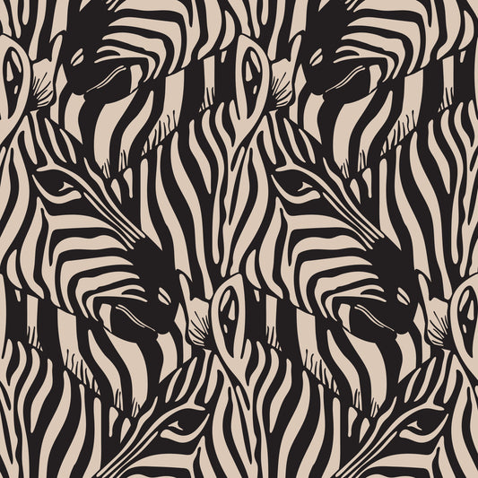 Zebra Herde wilde Tierstreifen schwarz warm Beige Wallpaper⁠