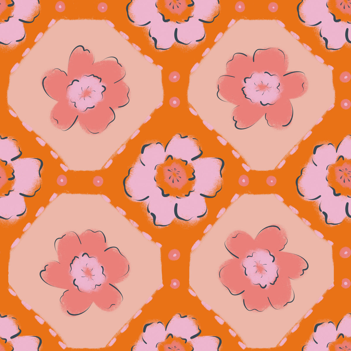 Peach Bloom Pop Wallpaper⁠ in your room — zoomed