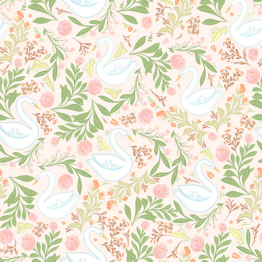 Serene Swans & Florals Wallpaper⁠