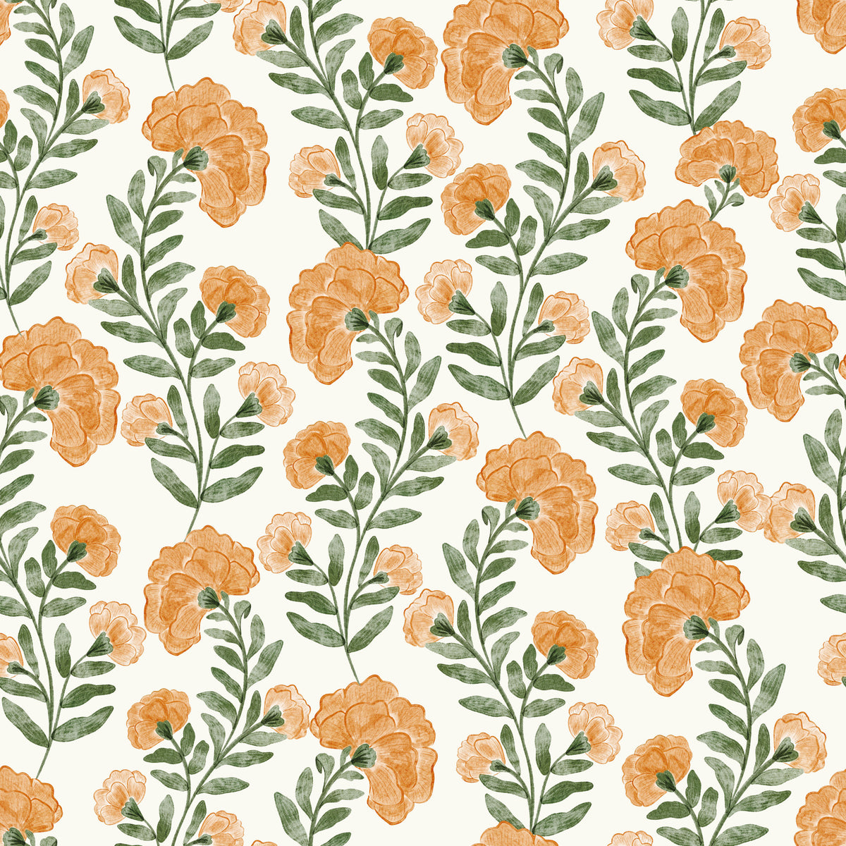 Tangerine Bloom Trail Wallpaper⁠