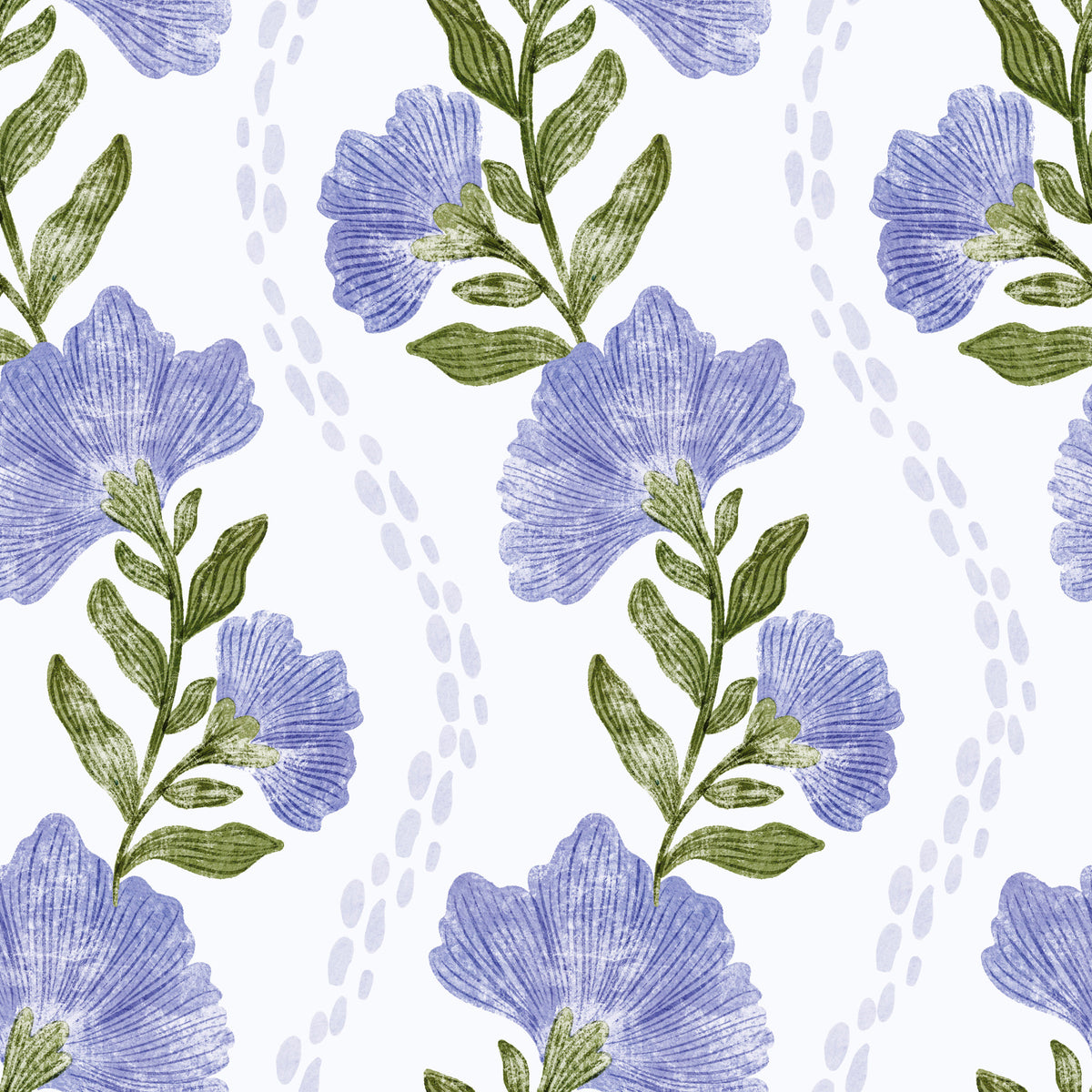 Periwinkle BLOOM Wallpaper⁠ in your room — zoomed