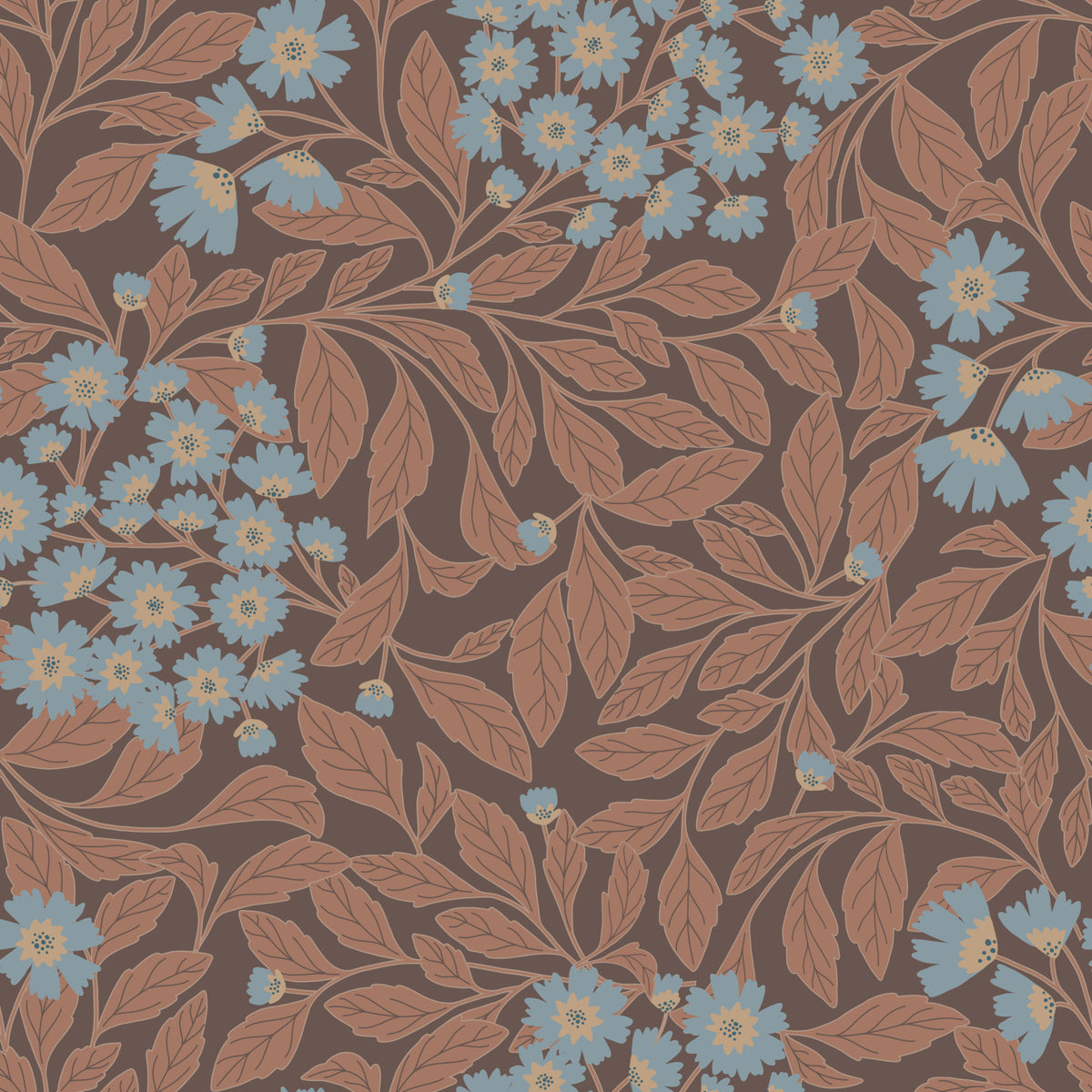Copper Damask Bloom Wallpaper⁠