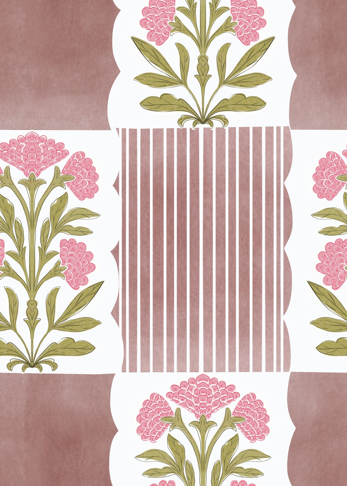 Pink Blumen & Streifen Freude Wallpaper⁠ in your room — zoomed