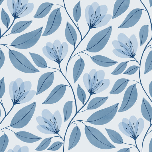 Serene Blue Botanics Wallpaper⁠